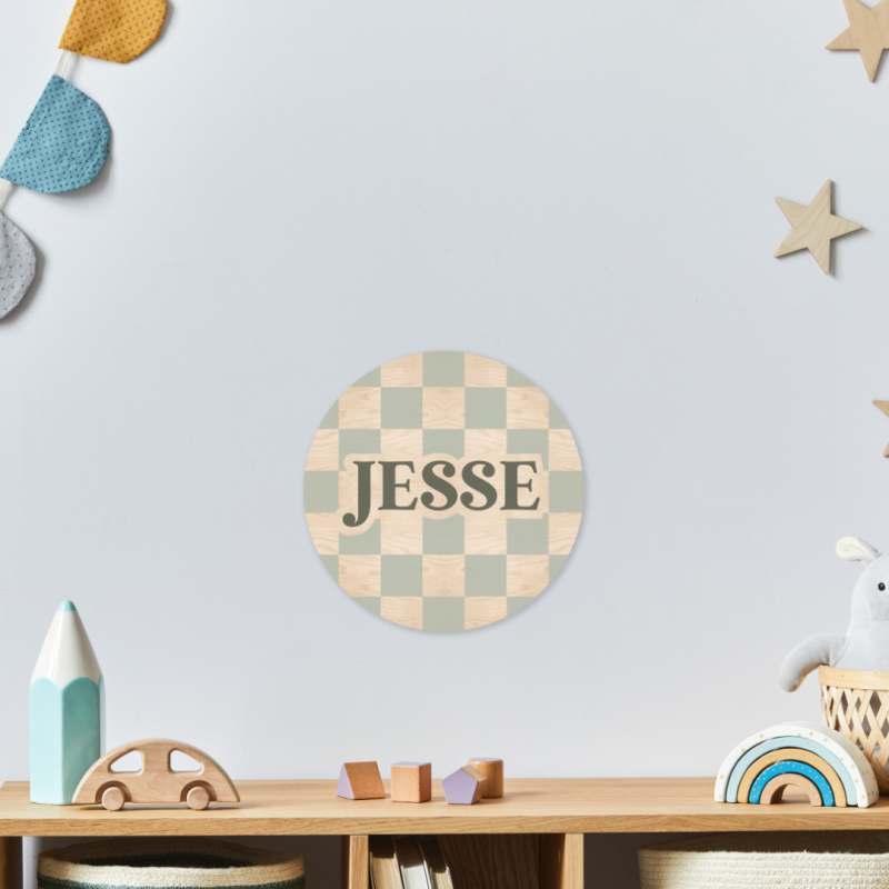 Green Checkered Name Sign | CraftCuts.com