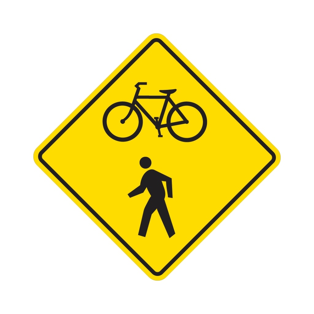 Bikes Yield To Peds - Pedestrian Crossing Sign, SKU: K-4221