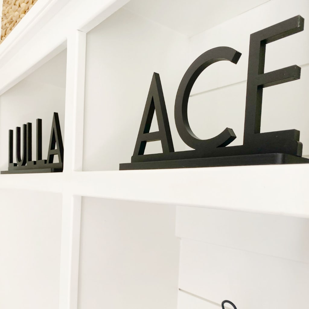 Painted Free Standing Letters for Shelf, Custom Wood 3d Block
