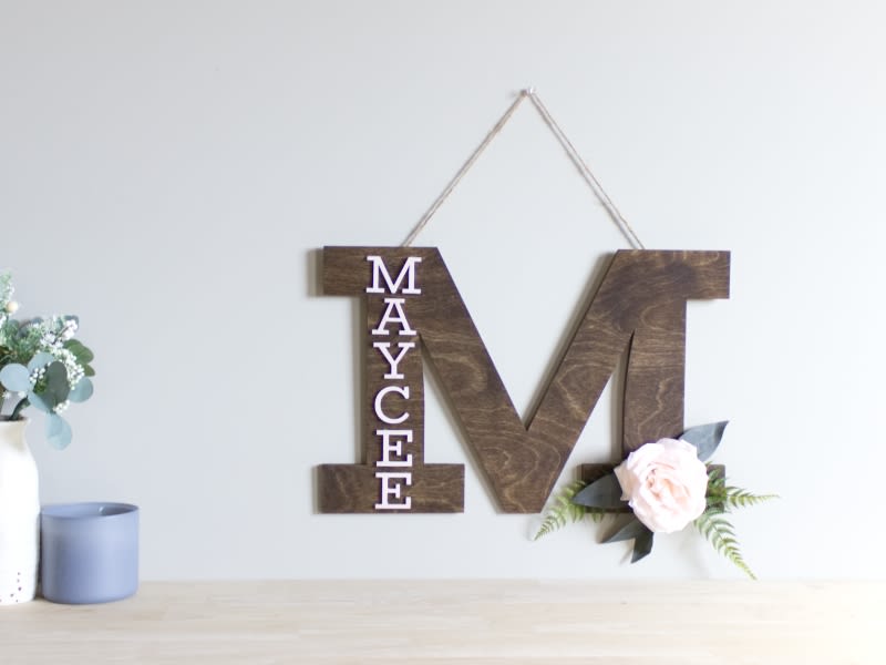 Unfinished Wooden Monogram K Alphabet Decorative Letters, Rustic