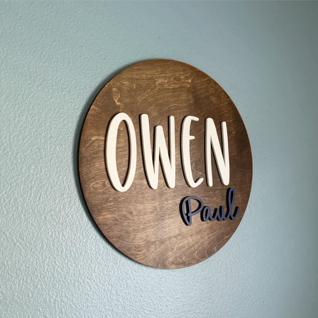 Circle Sign Large Plaque Personalised wooden name logo plaque  Wall Sign