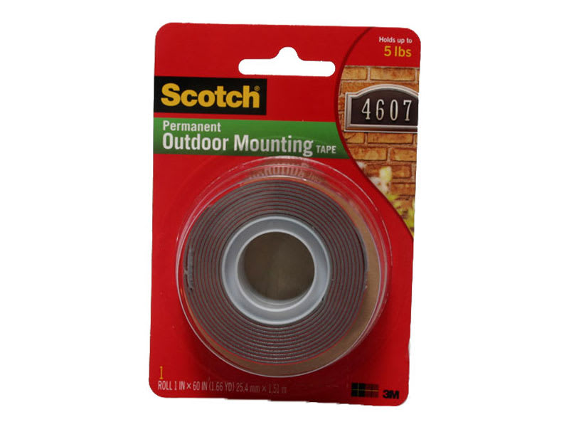 3M Permanent Outdoor, Holds 5 lbs, Scotch 4011 Exterior Mounting Tape, 1 in  x 60 in, 1x60