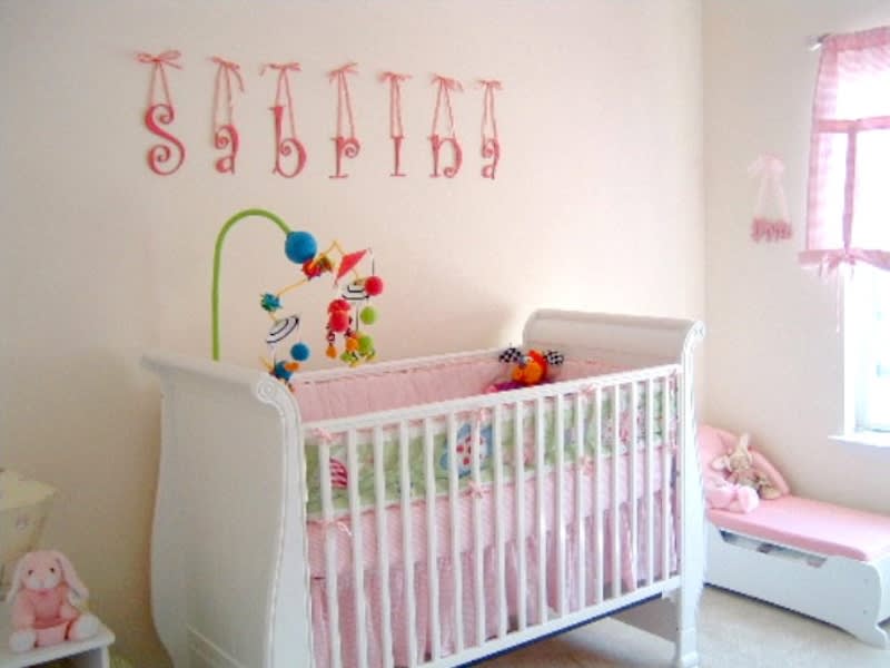pink wooden letters for nursery