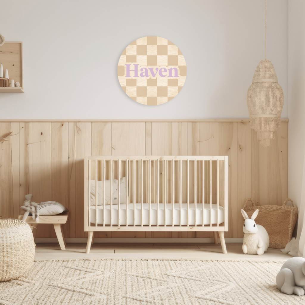 Tan Checkered Name Sign | CraftCuts.com