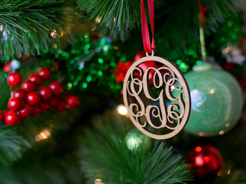 Stained Vine Monogram Ornament
