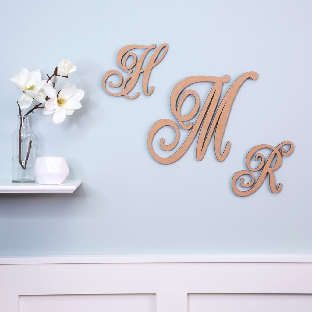 Wooden Monogram Letter t Large or Small, Unfinished, Cursive Wooden Letter  Perfect for Crafts, DIY, Weddings Sizes 1 to 36 