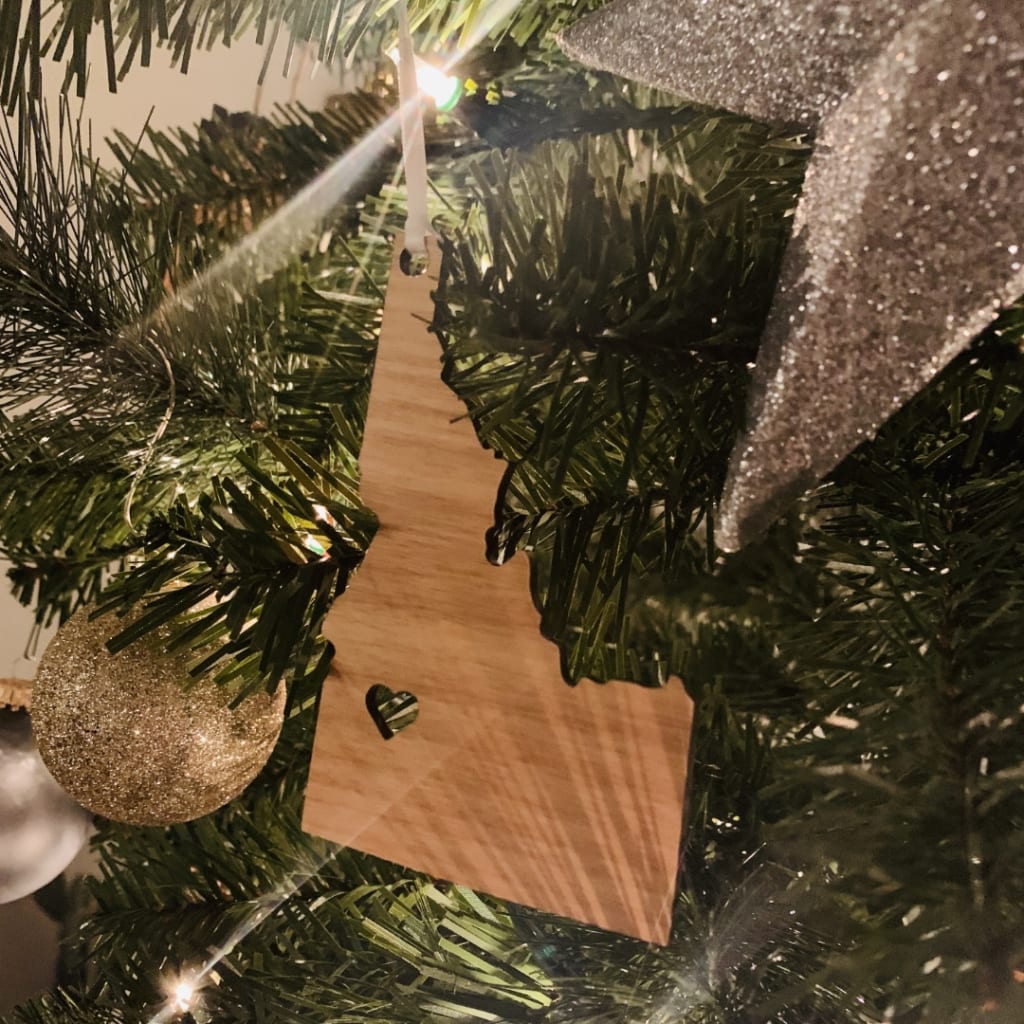 State of Wyoming Wooden Christmas Ornament Handmade in The U.S.A. State of Wyoming Wooden Christmas Ornament Handmade in The U.S.A.