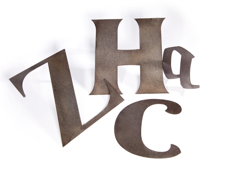 Metal Letters for Crafts, Small 11 Gauge Steel Letters Slab Font