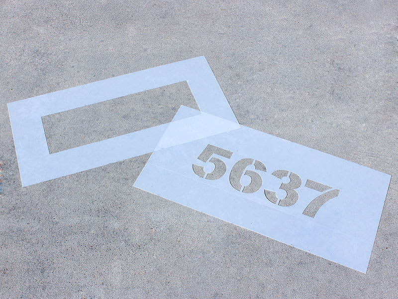 curb address numbers  Address numbers, Painting concrete, Stencil painting