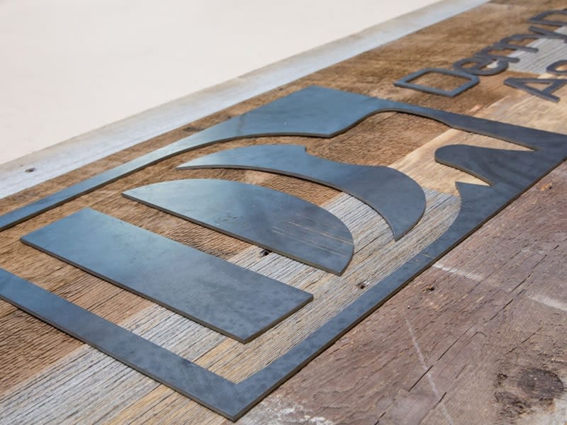 Rustic Metal Wood Sign Reclaimed Wood Custom Woodland Manufacturing