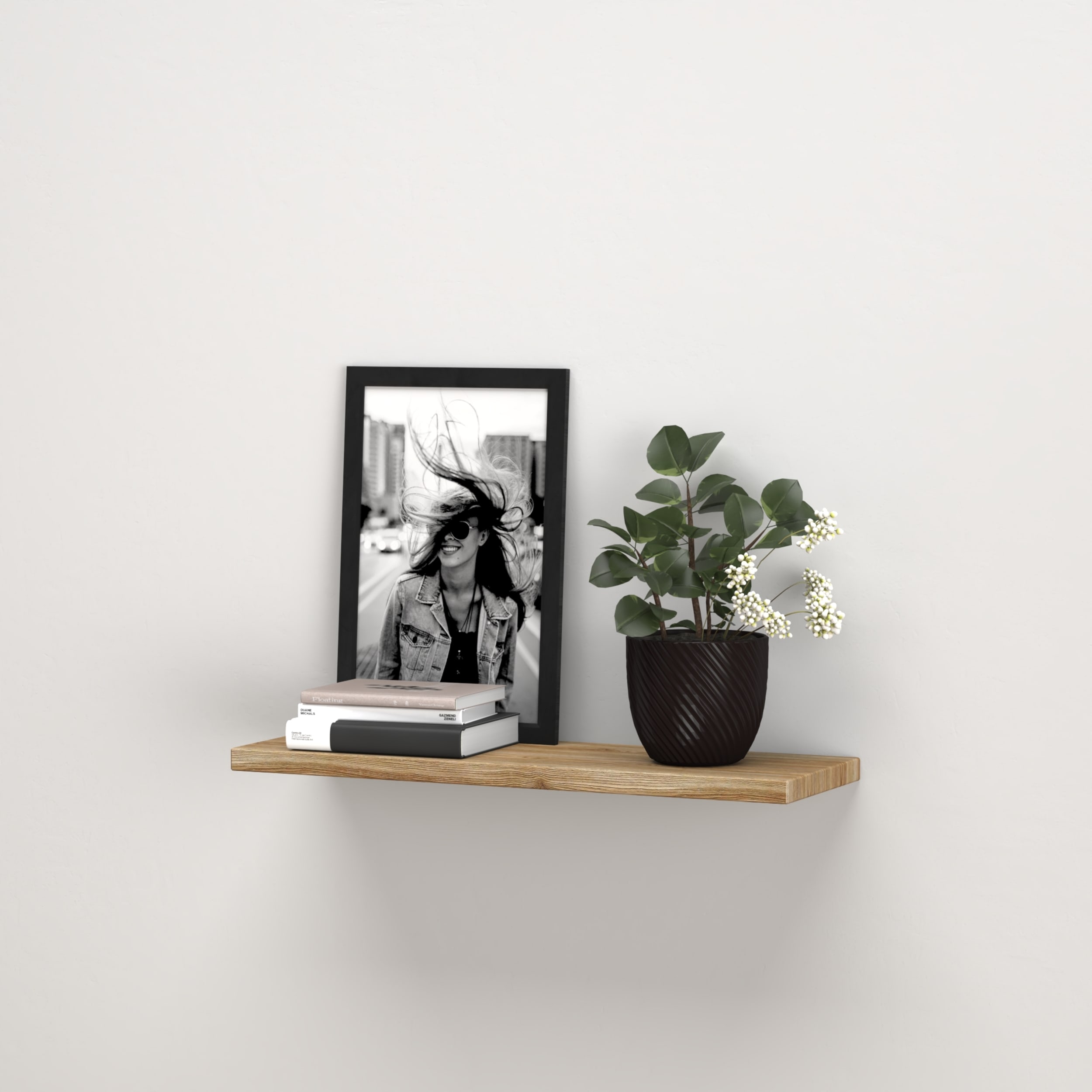 Wooden Oak Wall Shelf Oxford 26 cm 80 cm - wood Oak - color