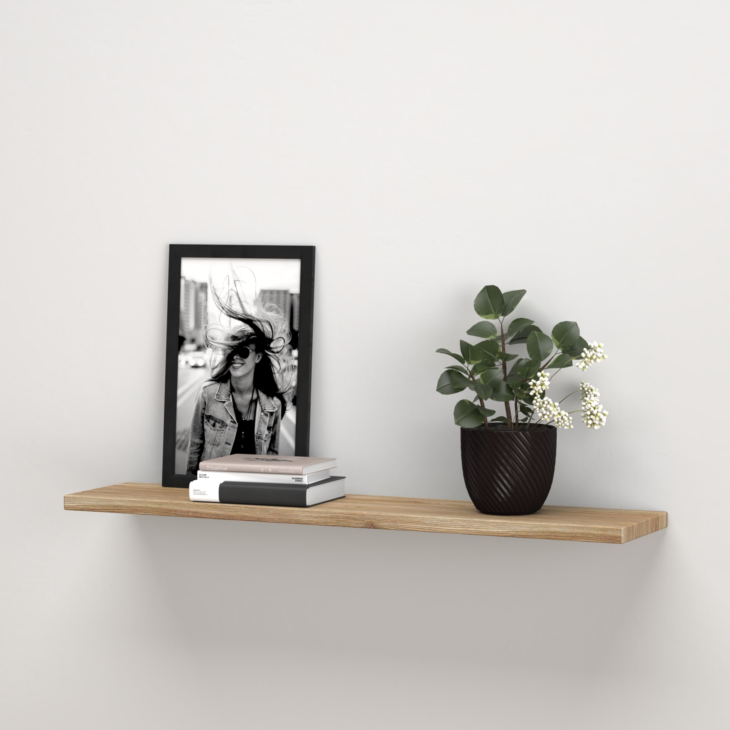 Wooden Oak Wall Shelf Oxford 26 cm 80 cm - wood Oak - color