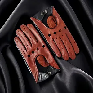 Men's light luxury driving gloves, outdoor riding gloves, cross-border foreign trade brown motorcycle gloves, full size in stock