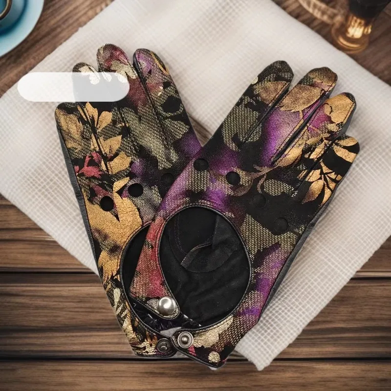 Women's gloves genuine leather cycling and driving decorative gloves wear-resistant spring and summer