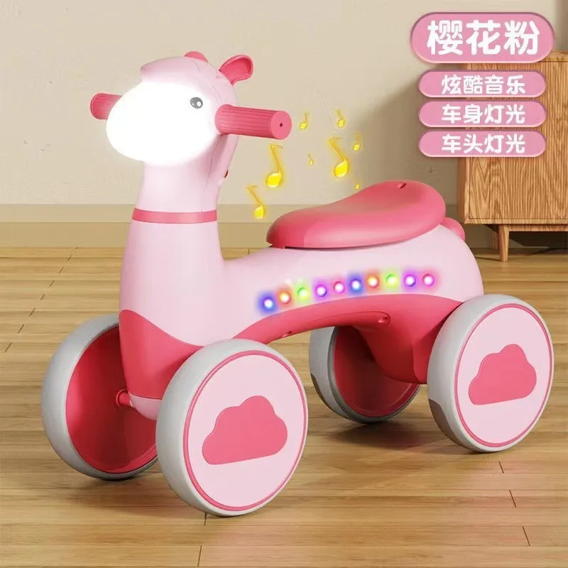 Children's scooter twist car 1-3 years old baby music light four-wheel anti-roll walker child slide car