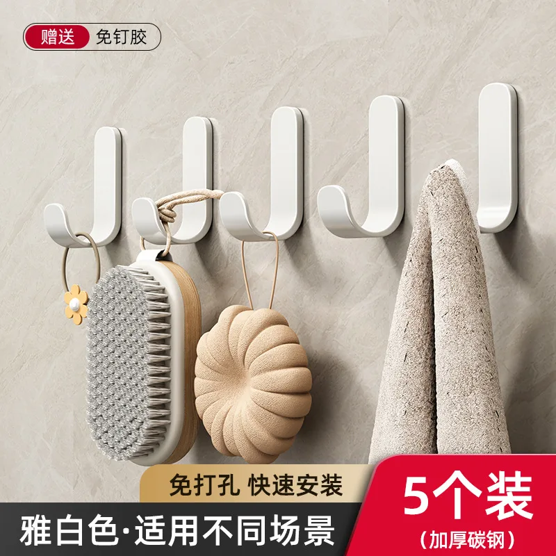 Hook strong adhesive no punching kitchen bathroom door behind the wall seamless adhesive hook load-bearing towel hook