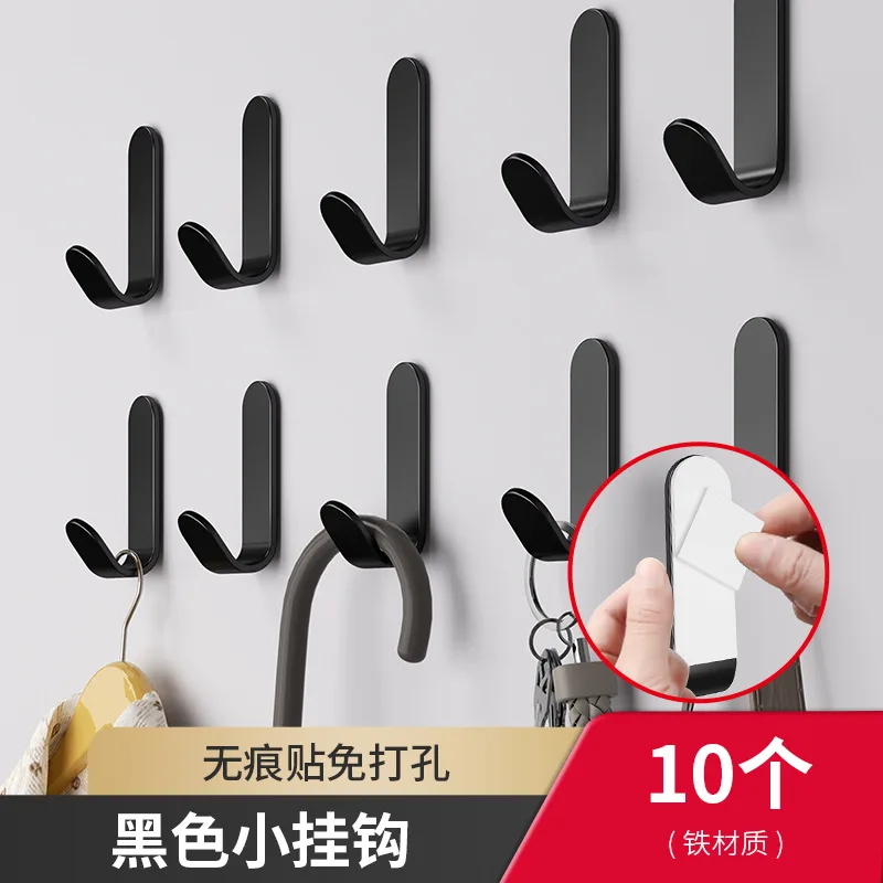 No punching hook behind the door wall-mounted space aluminum clothes hook bathroom kitchen metal single hook strong sticky hook