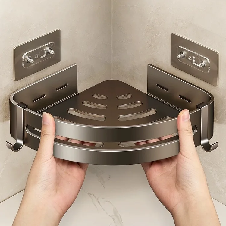 Bathroom rack without punching, home bathroom washbasin wall corner storage basket wall-mounted triangle rack