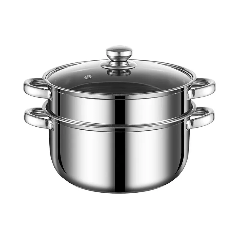 Extra thick food-grade stainless steel soup pot, household porridge, non-stick pot, small steamer, soup pot, gas induction cooker, universal