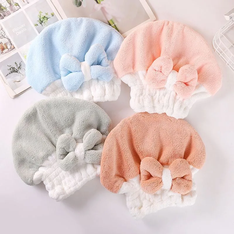 Popular hair drying cap, absorbent shower cap for women, super quick-drying, cute hair drying towel, hair washing bow, turban, wholesale