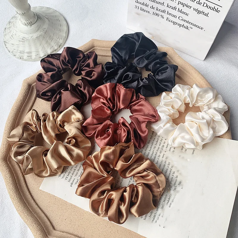 Simple and temperament color din cloth large intestine hair band solid color cloth circle headband headwear 6 colors wholesale