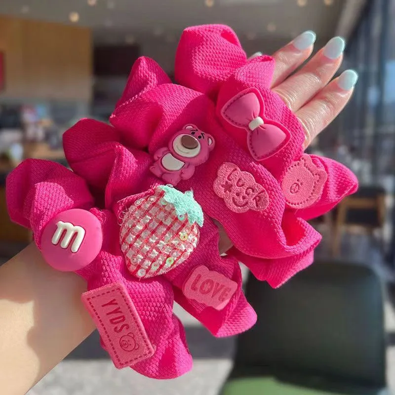 Children's flower large intestine hair band little girl's ball on the back of her head low ponytail headdress girl princess high-end hair accessories