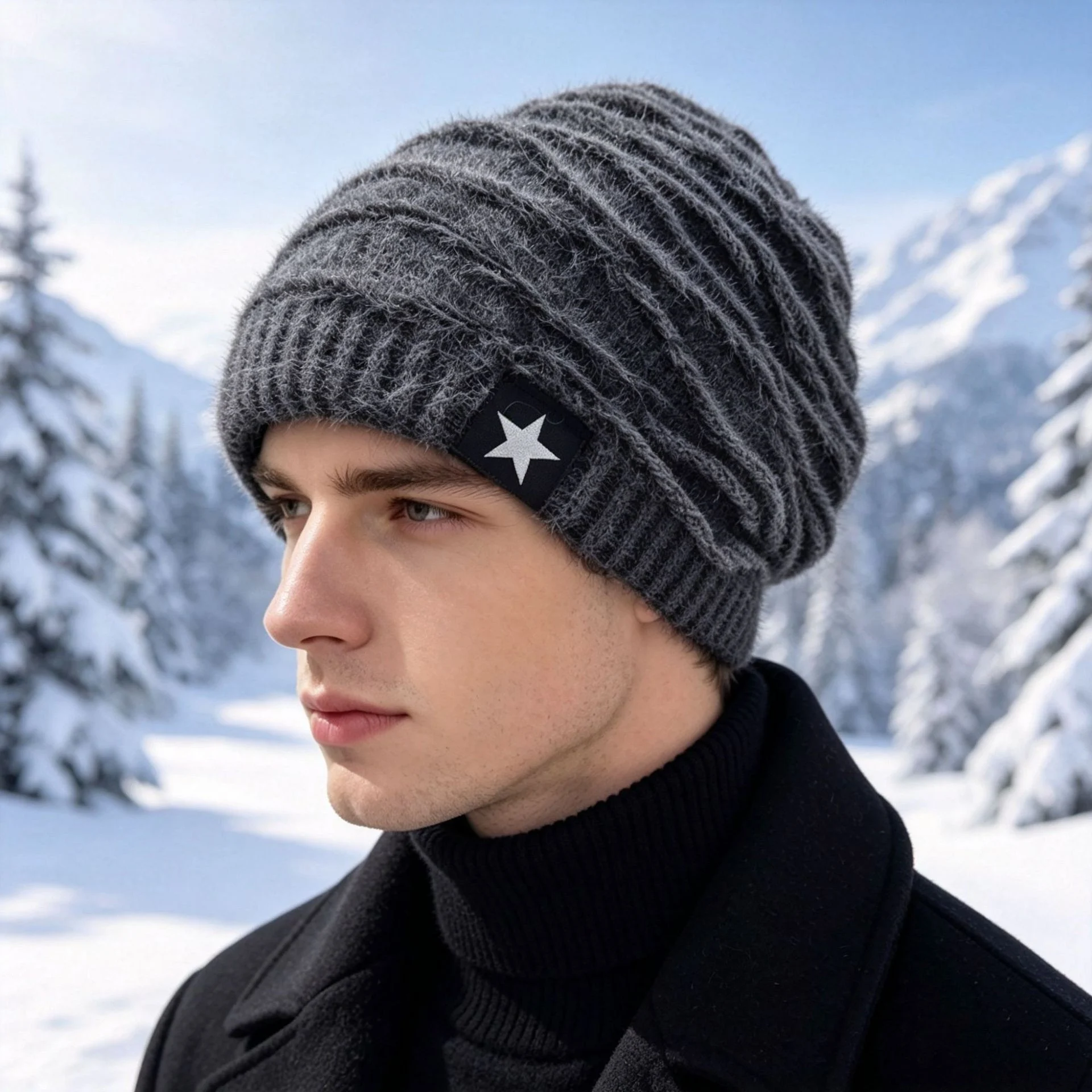 New winter pile hat pullover hat with velvet and thickened imitation rabbit fur cold hat woolen hat European and American fashion knitted hat