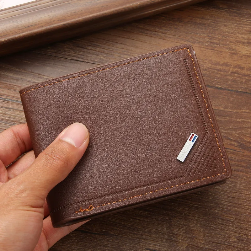 New men's wallet, short wallet, young men's fashionable thin multi-card slot large capacity horizontal business soft wallet
