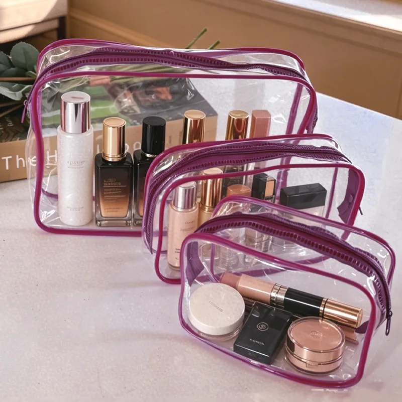 Transparent waterproof multi-color optional large-capacity travel storage portable makeup and toiletries storage bag