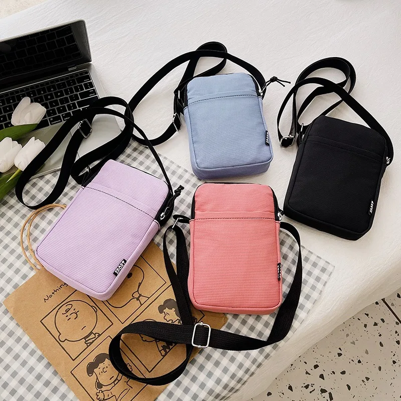 Crossbody bag, mini bag, mobile phone bag, vertical hanging neck portable coin purse, simple solid color mobile phone bag