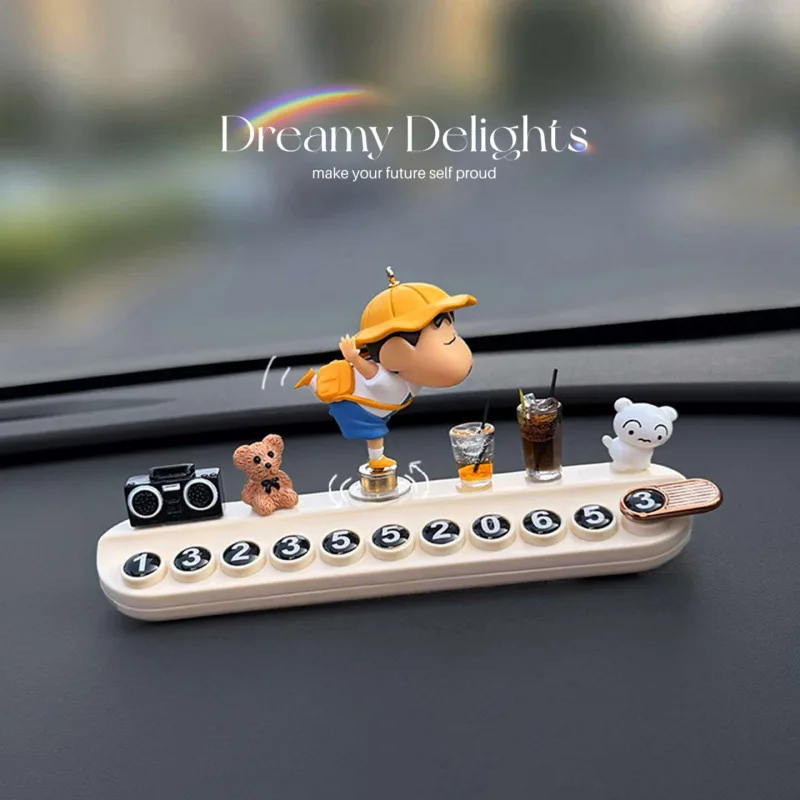 Rotating Xiaoxin moving license plate car temporary parking number plate in-car moving phone car creative ornaments cute