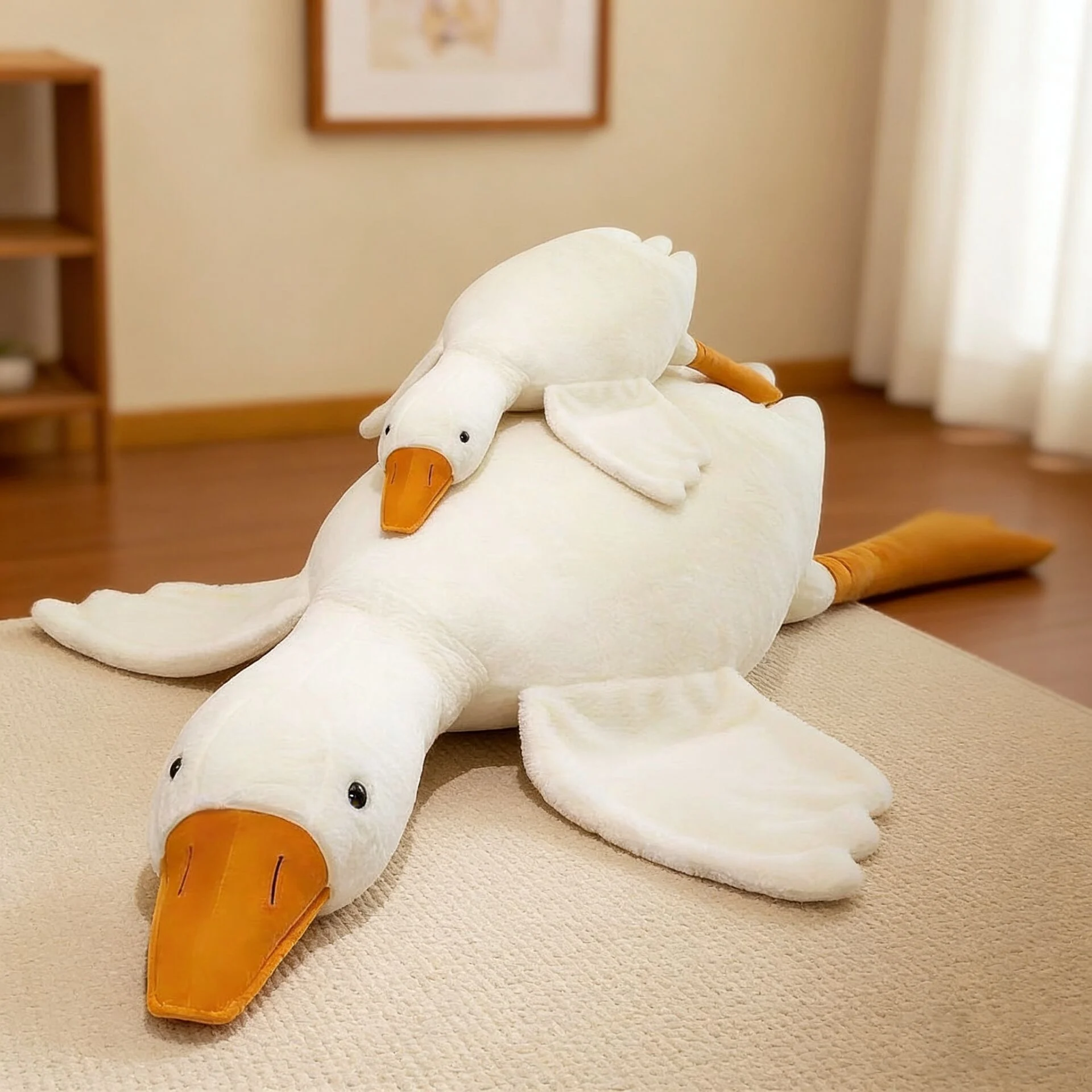 Big White Goose Doll Plush Toy Long Pillow Children's Soothing Big Goose Lying Pillow Creative Doll for Girls