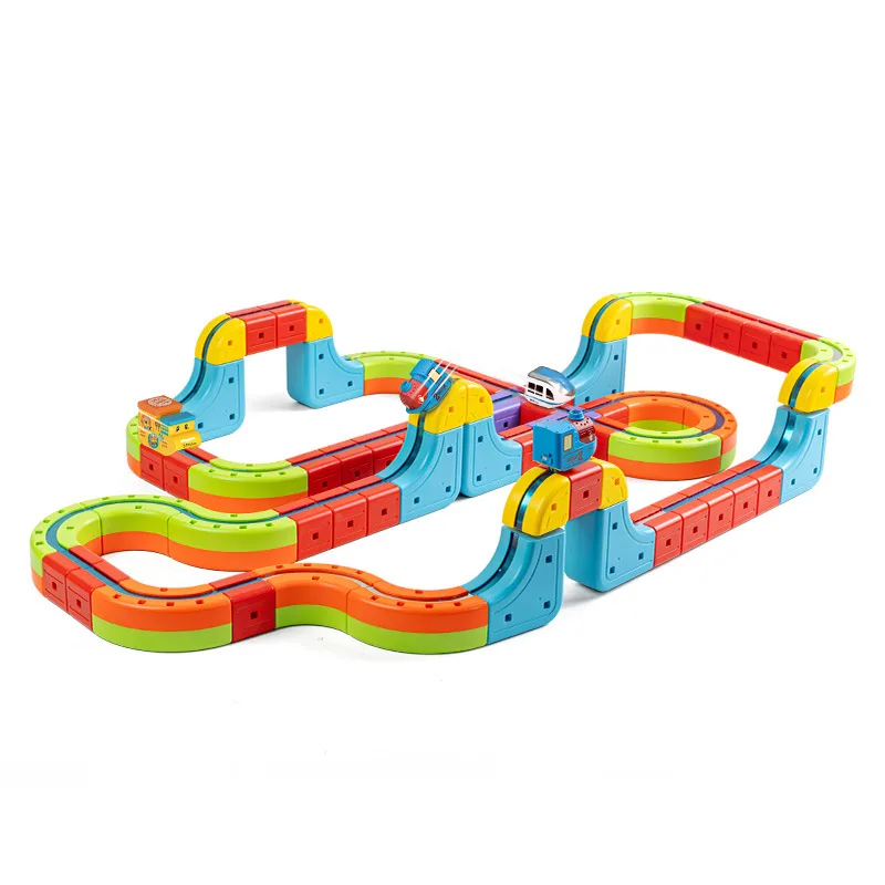 Magic three-dimensional rail car children's ever-changing magnetic building blocks electric magnetic track small train high-speed rail toy 5
