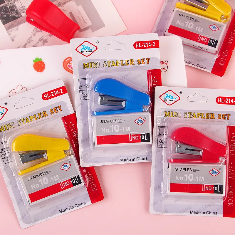 Mini stapler set, student document, test paper, labor-saving, free staples, simple style office supplies and stationery 2