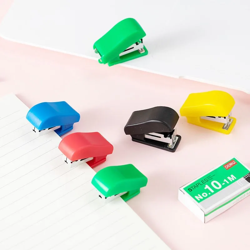 Mini stapler set, student document, test paper, labor-saving, free staples, simple style office supplies and stationery 6