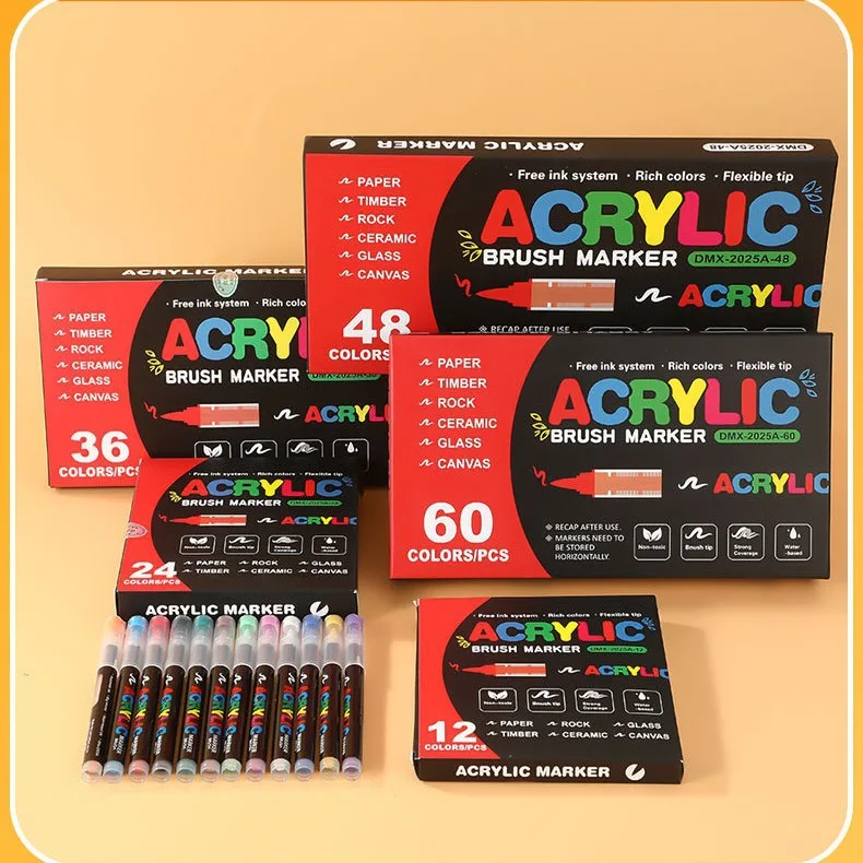 Straight liquid acrylic marker soft tip watercolor pen student graffiti pen waterproof set waterproof