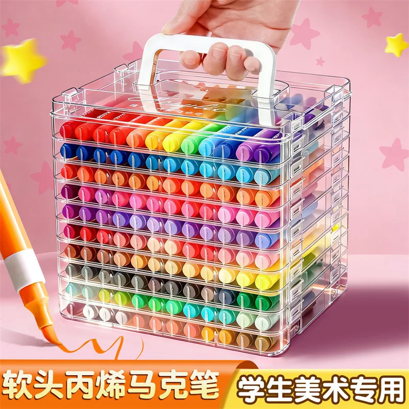 Soft-head acrylic marker children's washable watercolor pen primary school students can stack color art opaque kindergarten painting