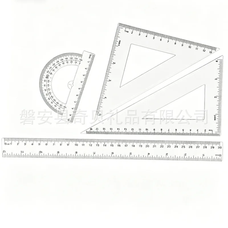Student ruler set 15cm/20cm/30cm triangle plate protractor drawing straight ruler set four-piece set 5