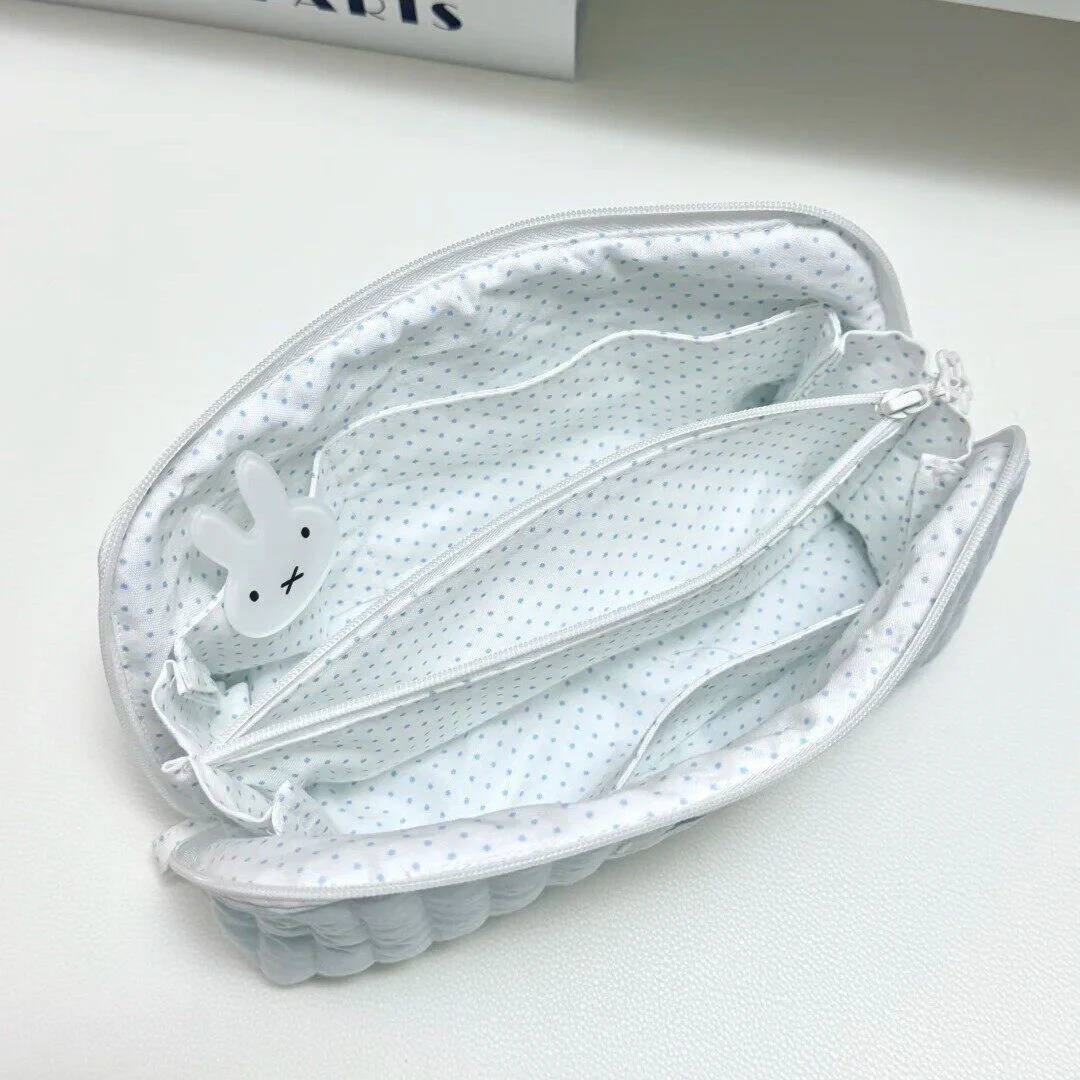 Blue polka dot pencil bag ins Xiaohongshu soft and cute polka dot shell multi-layer storage bag student stationery bag 2