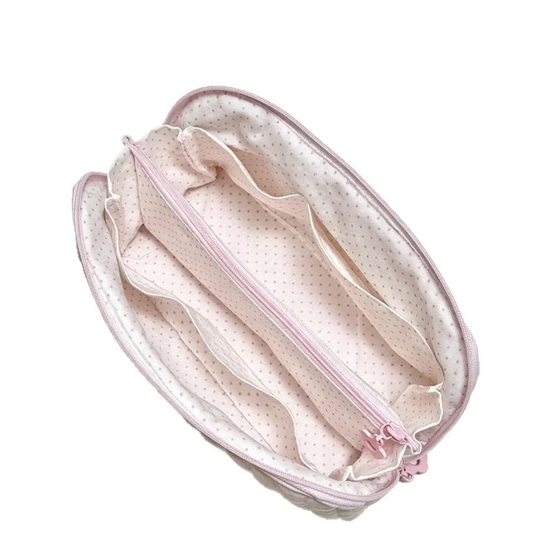 Blue polka dot pencil bag ins Xiaohongshu soft and cute polka dot shell multi-layer storage bag student stationery bag 5