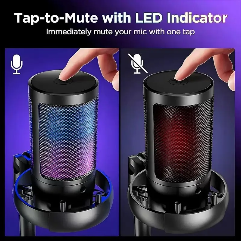 USB condenser microphone RGB colorful computer karaoke game voice recording mobile phone live broadcast cross-border wired microphone 3