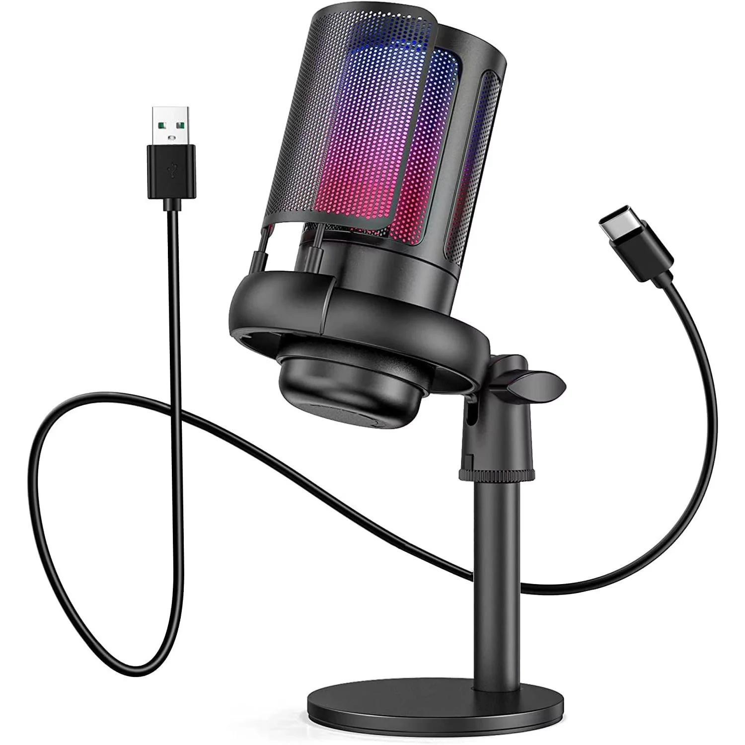 USB condenser microphone RGB colorful computer karaoke game voice recording mobile phone live broadcast cross-border wired microphone 5