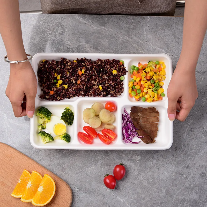 Disposable dinner plate, biodegradable tableware, pulp lunch box, three-compartment, four-compartment lunch box, tray, divided plate lunch 4