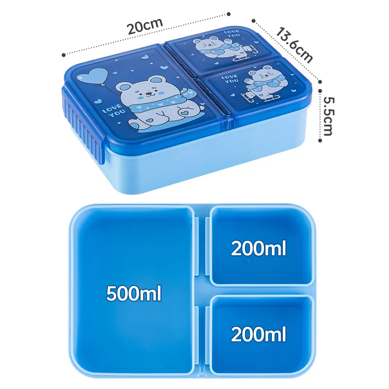 Children's compartmented sealed lunch box student snack box microwave heating refrigerator refrigeration crisper 2