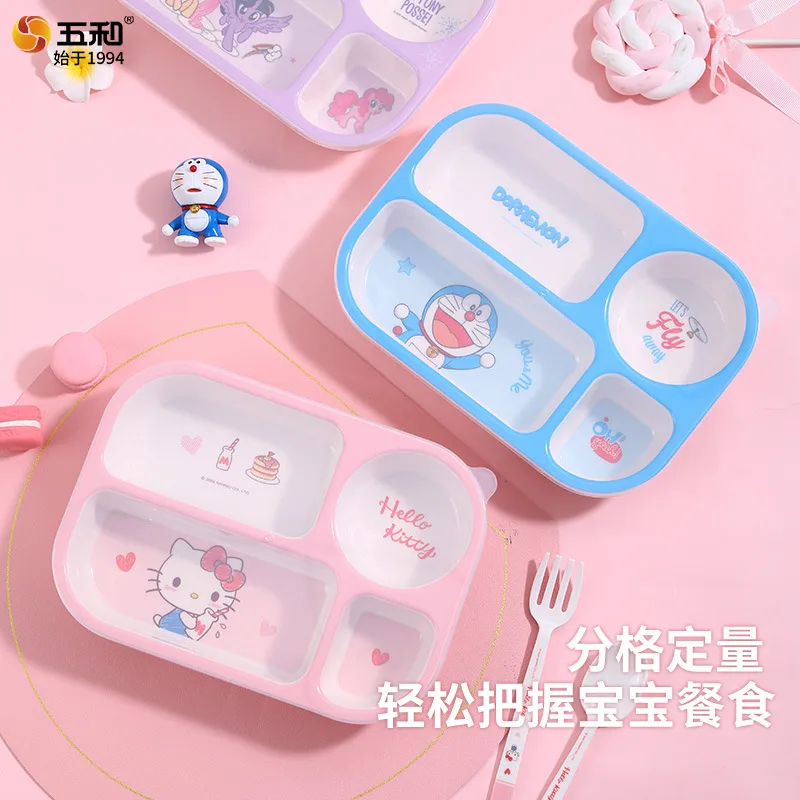 Food-grade children's tableware household cartoon bowl kindergarten divided plate wholesale lunch box