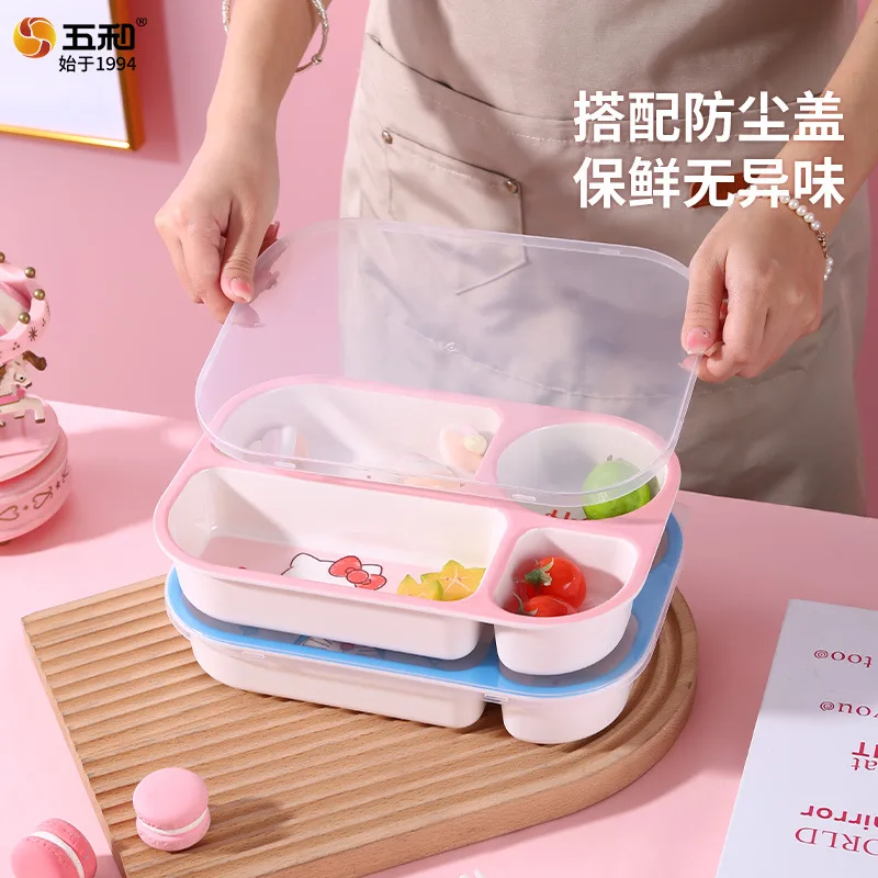 Food-grade children's tableware household cartoon bowl kindergarten divided plate wholesale lunch box 3