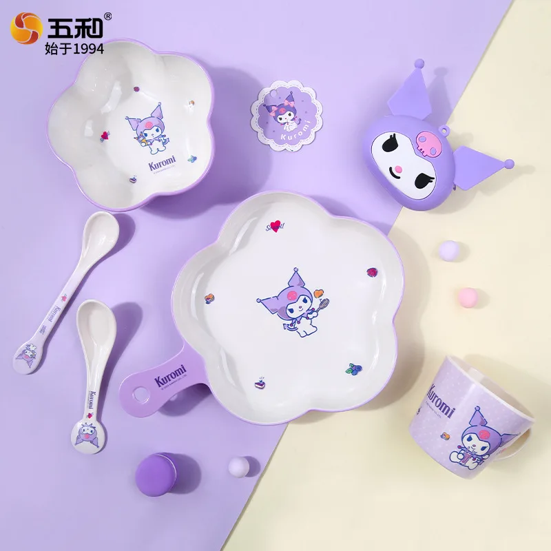 Kuromi children's tableware baby food bowl eating plate tableware baby mother and baby cute water cup wholesale 4