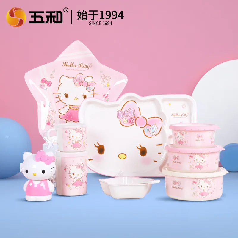 Sanrio tableware high-looking household children's dinner plate baby cute children's bowl instant noodle bowl cartoon water cup bowl 2