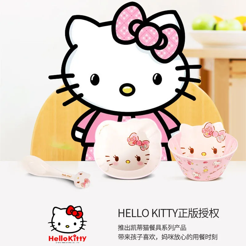 Sanrio tableware high-looking household children's dinner plate baby cute children's bowl instant noodle bowl cartoon water cup bowl 4