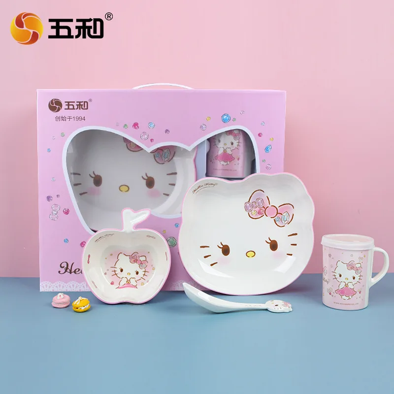Cute bowl gift box tableware baby cute food grade children's tableware set bowl cup spoon souvenir set wholesale 2